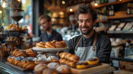 A friendly cashier assisting a customer with a payment at a fast-food restaurant, processing the order quickly