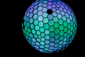 visual interactive presentation of abstract spherical object from different shapes and colors