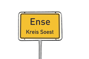 Ortstafel, Ense, Kreis Soest, freigestellt als PNG-Datei, (Symbolbild)