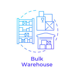 Bulk warehouse blue gradient concept icon. Industrial building type. Distribution center. Real estate. Round shape line illustration. Abstract idea. Graphic design. Easy to use in booklet