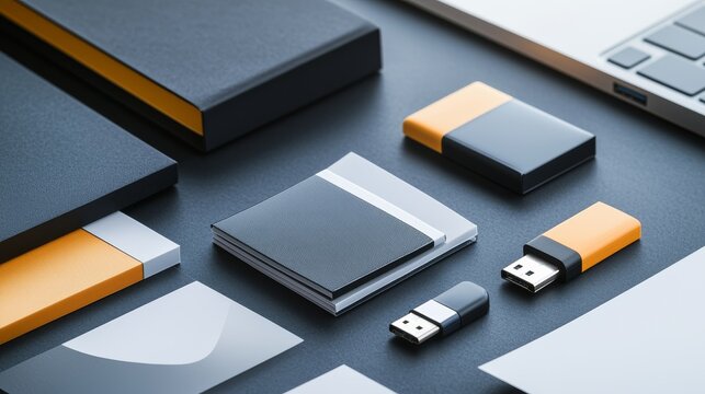 A press pack with USB drives, printed materials, and promotional items, handed out at a media event