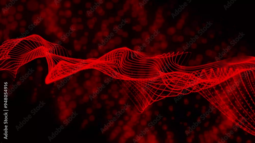 Aufkleber wave of particles. futuristic dots background with a dynamic wave. big data. 3d rendering. future ve