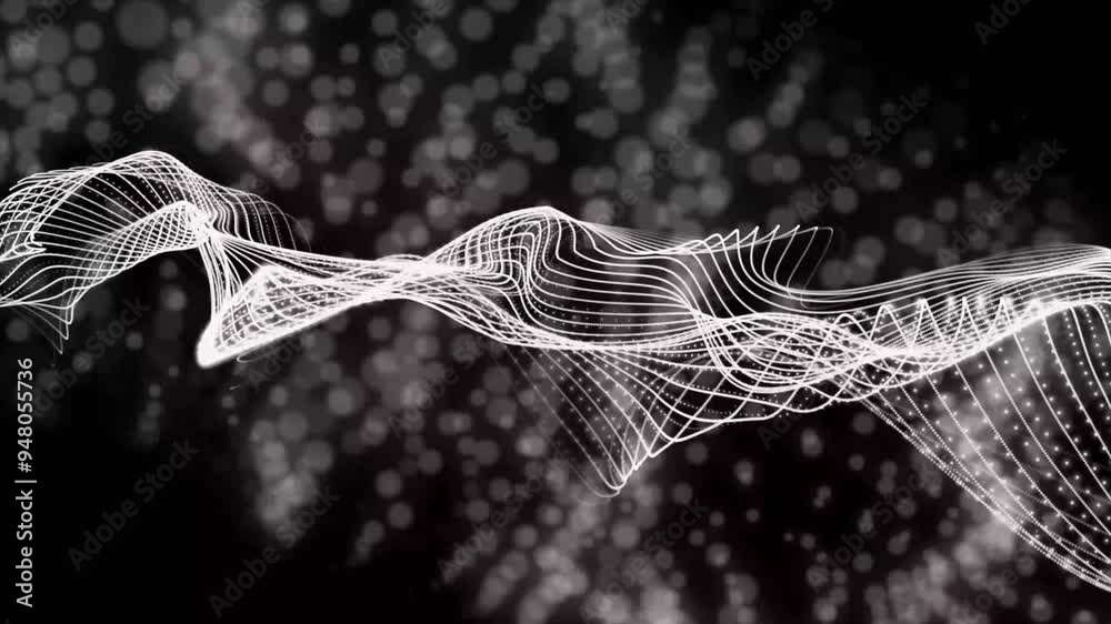 Poster white color futuristic point wave. abstract background with a dynamic wave. data technology illustra