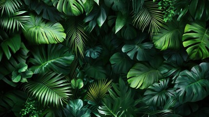 Tropical Jungle Wallpaper Design with Dense Foliage and Deep Green Tones for a Lush Look