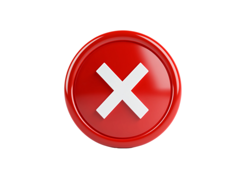 a red circle with a white x on it