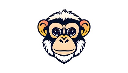 Monkey face icon drawing isolated on a white background