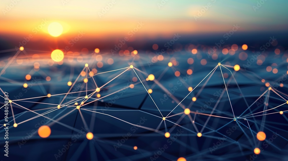 Wall mural abstract network connection - digital technology concept