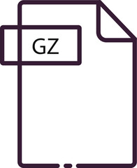 GZ File format minimal icon with black outline