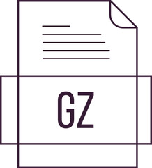 GZ File icon crisp thick outline sharp corners