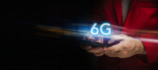 6G high-speed internet network signal, 6G standard wireless communication technology network development concept that supports cellular data networks