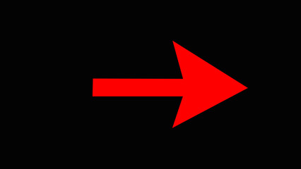 Red arrow. Vector illustration. can be used to show direction, pointer.A right arrow on the black background