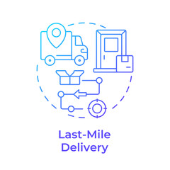 Last-mile delivery blue gradient concept icon. Industrial real estate trend. Logistics and delivery service. Round shape line illustration. Abstract idea. Graphic design. Easy to use in article