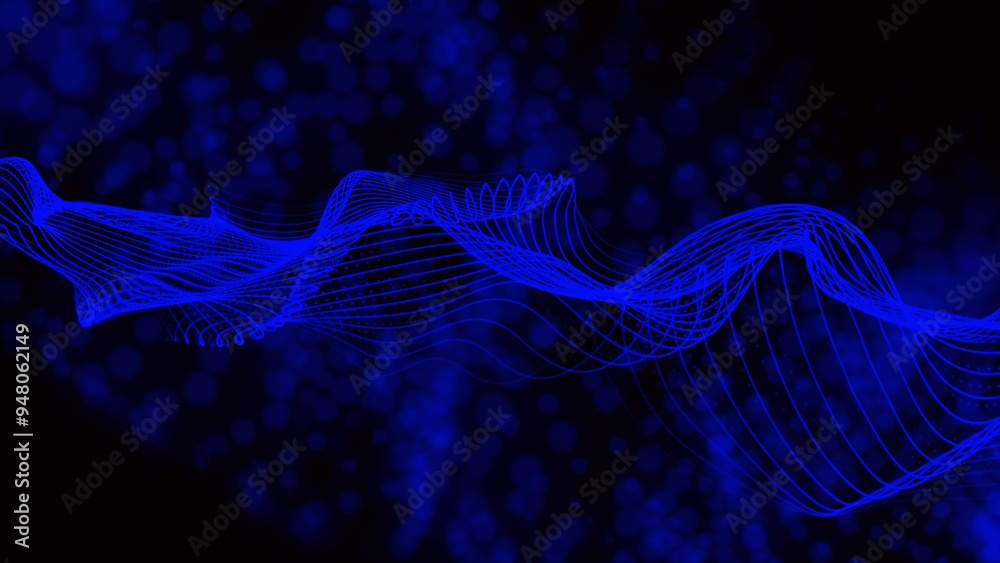 Aufkleber computer geometric digital connection structure. 3d render of a digital background with flowing tech
