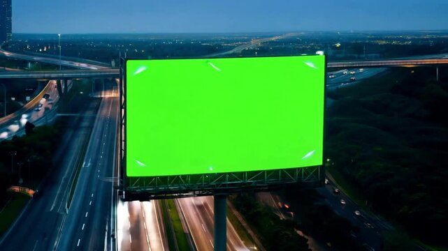 Dynamic green screen billboard footage modern city, perfect for adding captivating visuals to your project. High-quality video, ideal for advertising and creative presentations. Modern c