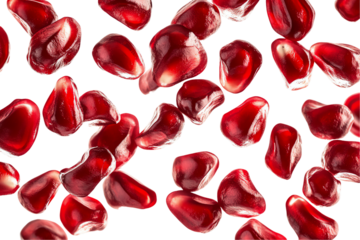 Floating Pomegranate Arils: Ruby Red Burst on White