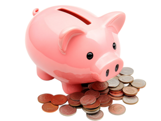 a piggy bank with coins