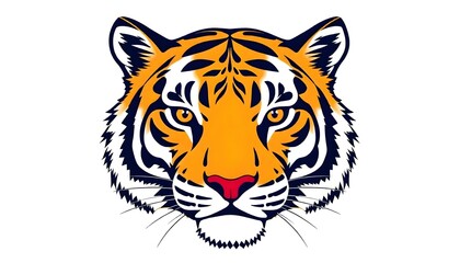 Fototapeta premium Tiger face icon drawing isolated on a white background