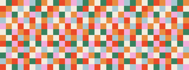 Abstract square geometric seamless pattern. Mosaic grid style background. Colorful vector illustration for paper, textile, wallpaper, cloth.
