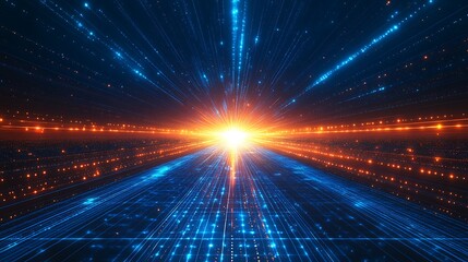 Obraz premium Abstract digital background with glowing lights and lines, representing technology and futuristic concept.