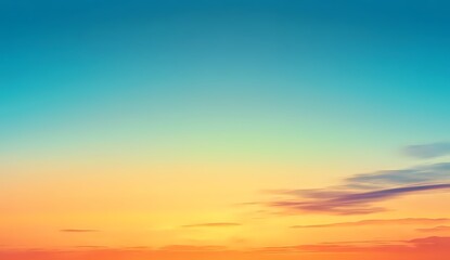 Obraz premium Vibrant Sunset Sky with Golden Hues and Wispy Clouds - A Serene and Tranquil Landscape