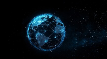 Obraz premium Global Network Connectivity Concept with Earth and Stars