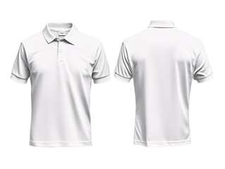 a front and back view of a white polo shirt