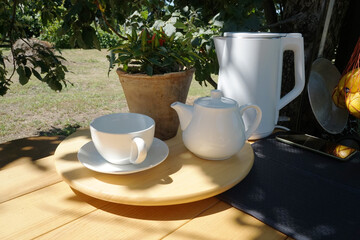 Cups for drinks for tables in the yard