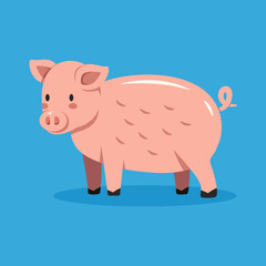 Cute vector pig farm animal  