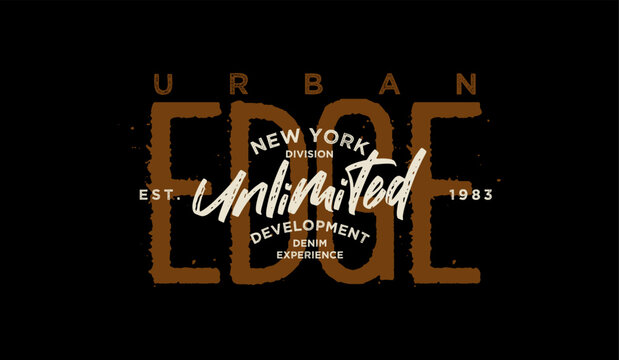 Urban edge, identity, abstract typography motivational quotes modern design slogan. Vector illustration graphics print t shirt, apparel, background, poster, banner, postcard or social media content.