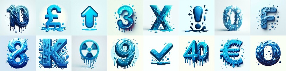 Obraz premium Blue Lettering Typeface. AI generated illustration