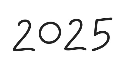 Naklejka premium 2025 simple banner for greeting card, poster, flyer. Doodle illustration, vector, hand-drawn style