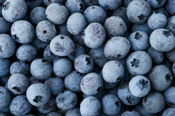 Frozen blueberries background closeup  