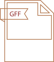 GFF File format icon black outline and light color text