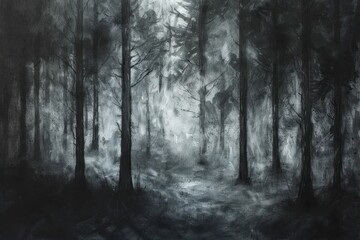 Obraz premium A Monochromatic Depiction of a Forest Path
