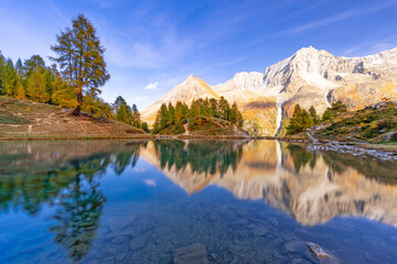 Lac Bleu in Arolla, Switzerland at the bottom of the Val d'H&eacute;rens
