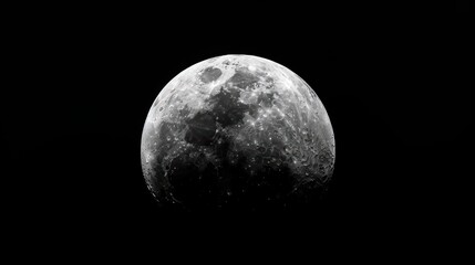 Fototapeta premium Crisp full moon photograph on black background in night sky