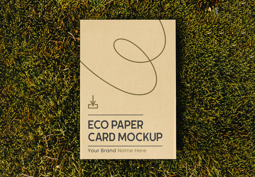 Vertical Card on Grass Mockup