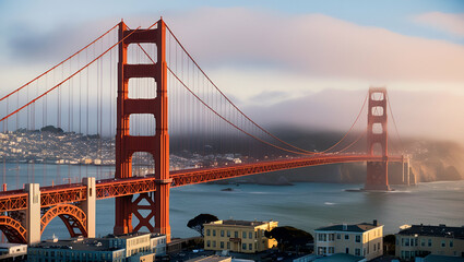 Fototapeta premium Golden Gate, San Francisco, California, USA, Generative AI