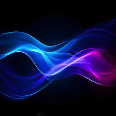 Blue and purple light beams converge on a pitch-black background, extending from unseen sources beyond the frame.