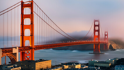 Naklejka premium Golden Gate, San Francisco, California, USA, Generative AI