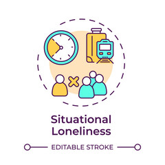 Situational loneliness multi color concept icon. Social connections, relationships. Round shape line illustration. Abstract idea. Graphic design. Easy to use in infographic, presentation