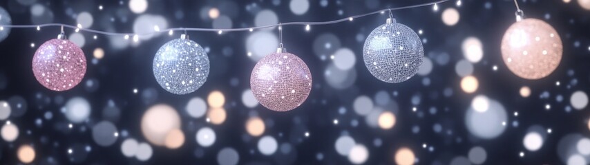 Fototapeta premium Sparkling Disco Ball Textures, vibrant reflections of colorful lights creating an energetic dance party atmosphere, minimalist background enhancing retro fun and excitement