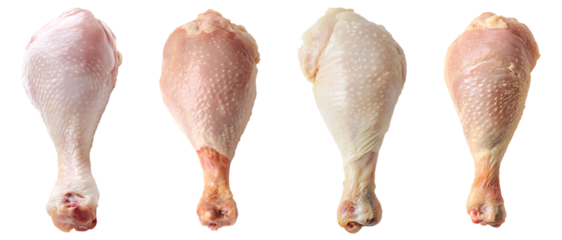 Fresh raw chicken cuts, legs isolated on transparency Background