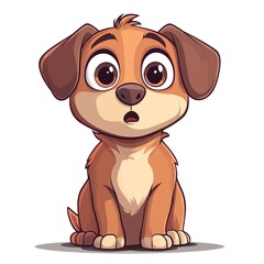 Cute cartoon puppy with big eyes looking surprised.