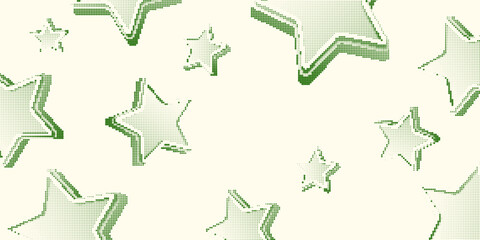 Halftone background. An illustration of round particles. The dots form images. Vector graphics. Green stars on a soft background.