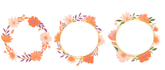 Set of round frames for invitations and cards.
