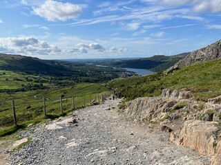 path to the mountains with lake