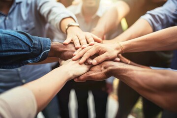 There's nothing we can't do together Cropped shot of a group of businesspeople joining their hands in solidarity