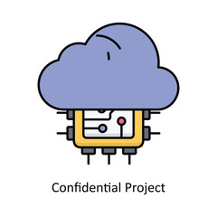Confidential Project Vector filled outline icon design illustration. information technology symbol on white background EPS 10 File 