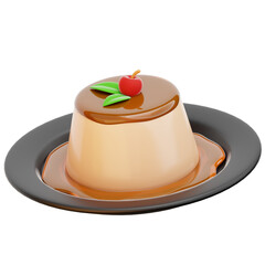 Pudding 3D Icon with Transparent Background PNG File